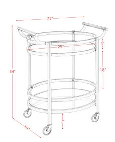 ACME Lakelyn Serving Cart, Black Nickel & Clear Glass 98191