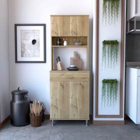 Pantry Piacenza,Two Double Door Cabinet, Light Oak Finish