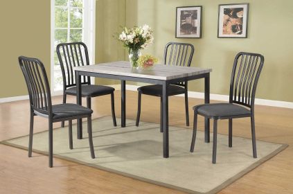 Dinette 5pc Dining Set Table And 4x Chairs Faux Marble Fabric Upholstered Chairs Kitchen Dining Room Furniture