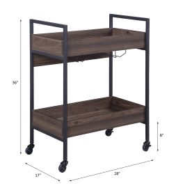 ACME Jerrick Serving Cart, Walnut & Black Finish AC00326