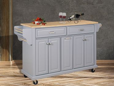 Cambridge Natural Wood Top Kitchen Island with Storage